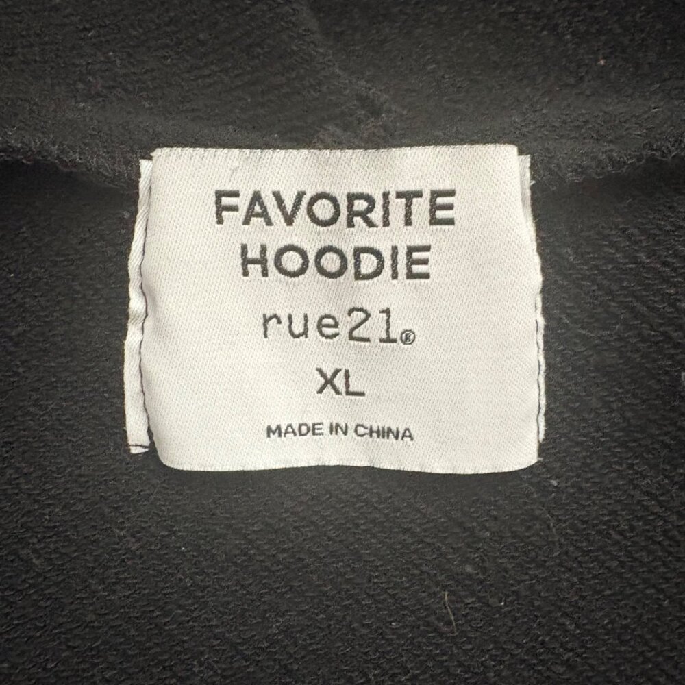 Rue21 Y2K Black Cropped "Princess" Hoodie Modern Streetwear Junior XL - Picture 8 of 14